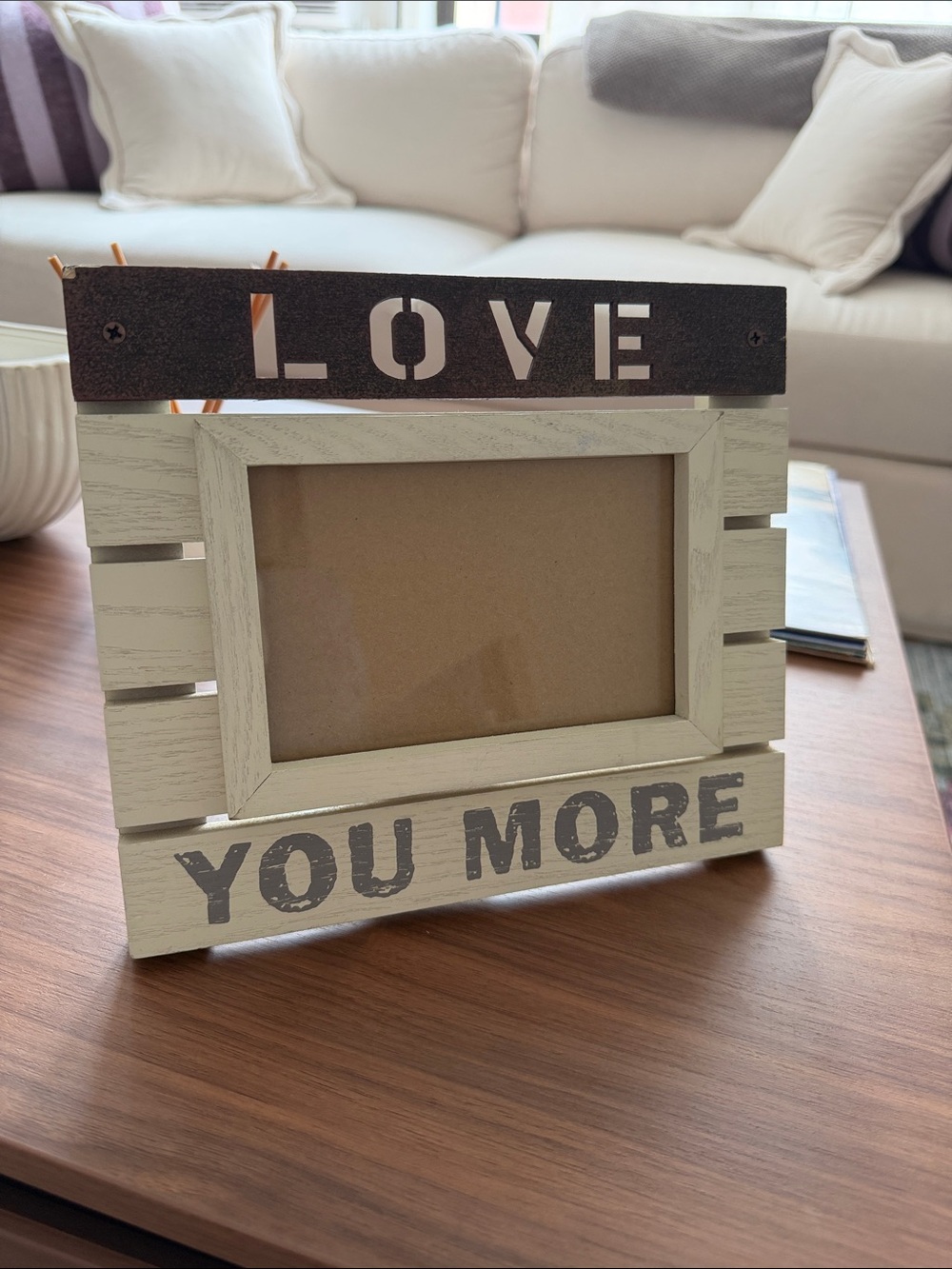 LOVE You More White & Brown Photo Frame by